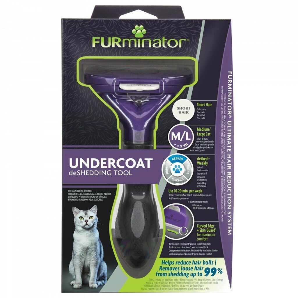 Furminaator lühikarvalistele kassidele Undercoat deShedding, L hind ja info | Hooldusvahendid loomadele | kaup24.ee