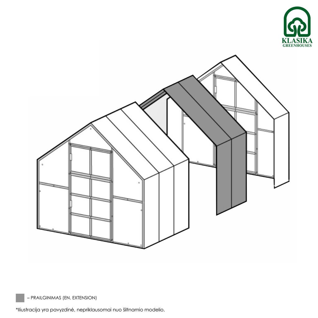 Kaarjas kasvuhoone KLASIKA laiendus hind ja info | Kasvuhooned | kaup24.ee