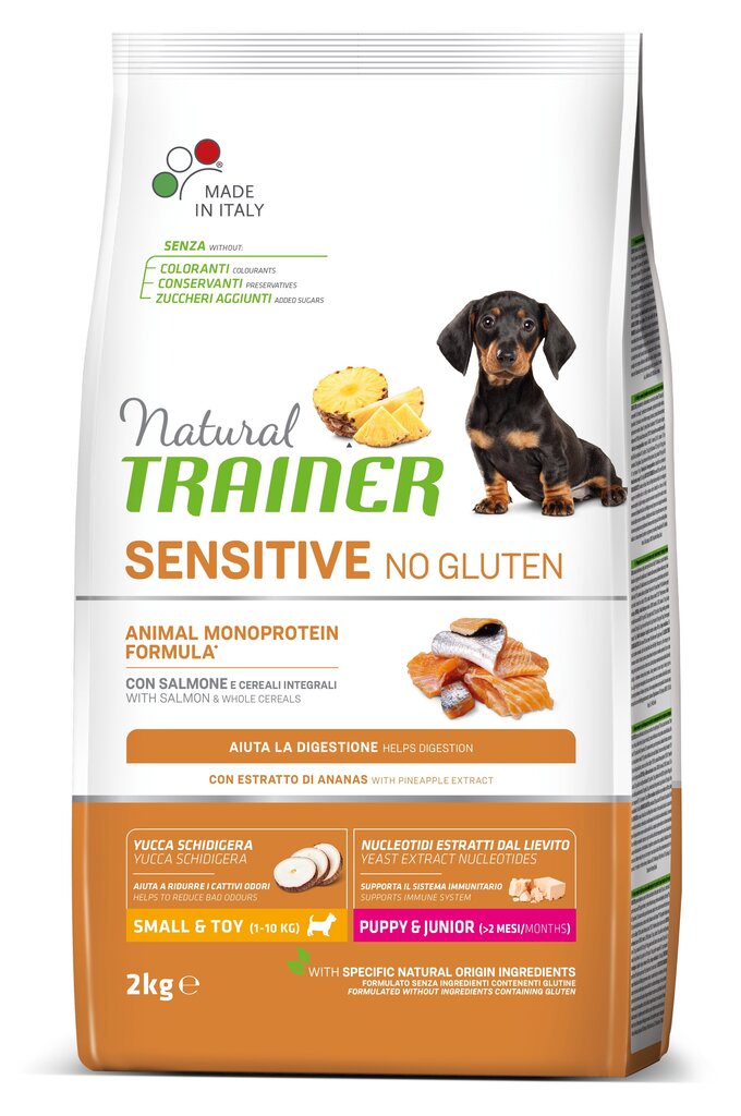 Kuivtoit koertele lõhega Natural Trainer Sensitive No Gluten väikestele ja eriti väikestele koeratõugudele, 2 kg hind ja info | Kuivtoit koertele | kaup24.ee