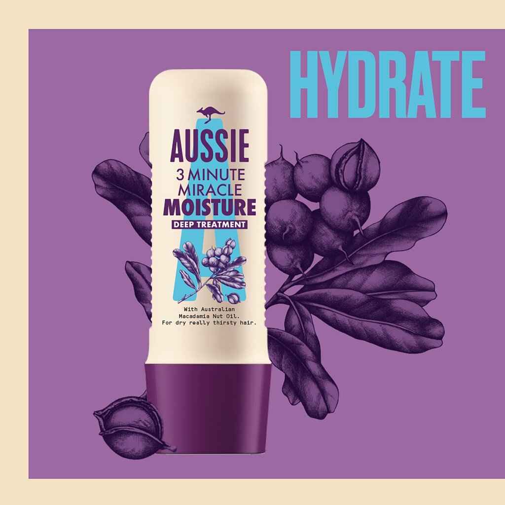 Niisutav juuksemask Aussie 3Minute Miracle Moisture 250 ml hind ja info | Maskid, õlid, seerumid | kaup24.ee