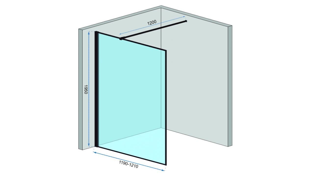 Dušisein Rea Bler I, Black Mat 70, 80, 90, 100, 110, 120x195cm hind ja info | Dušikabiinide uksed ja seinad | kaup24.ee