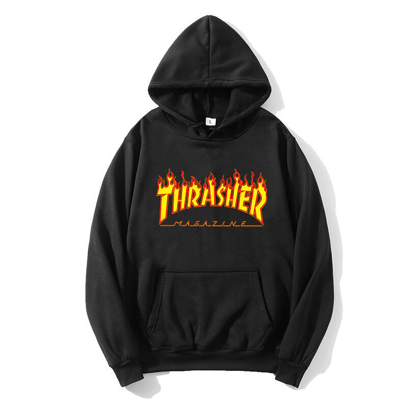 (Hall-XL）MANi kapuutsiga Thrasher Flame Print цена и информация | Meeste pusad | kaup24.ee