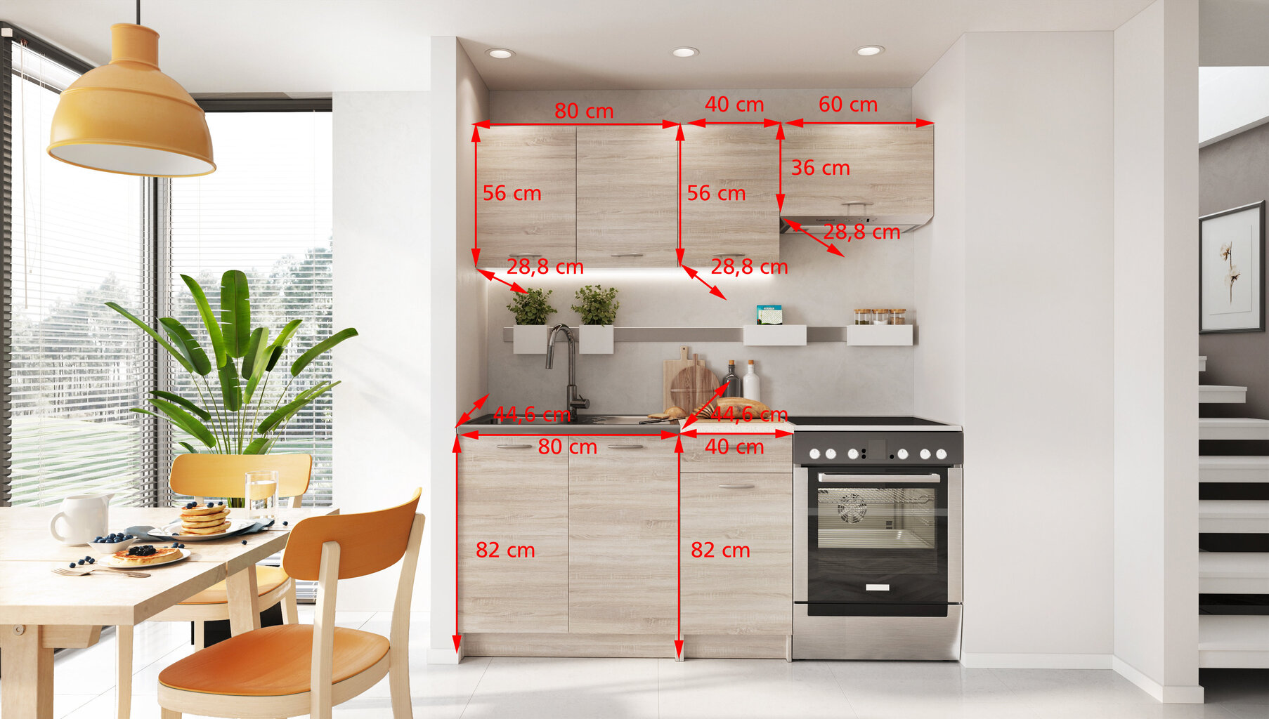 Köögikappide komplekt Mela 1,2/1,8 koos tööpinnaga, valge hind ja info | Köögimööbli komplektid | kaup24.ee