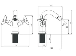 Bideesegisti Deante koos klik-klak Temisto BQT M31D, black mat цена и информация | Смесители | kaup24.ee