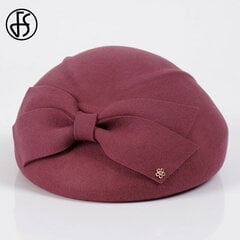 (56 cm kuni 58 cm Roosa) Prantsuse baretid Mütsid naistele Mood 100% villane Vilt Fedora Müts Talvine Lilla Punane Kirik Naiste Vintage Cloche Mütsid hind ja info | Naiste mütsid ja peapaelad | kaup24.ee