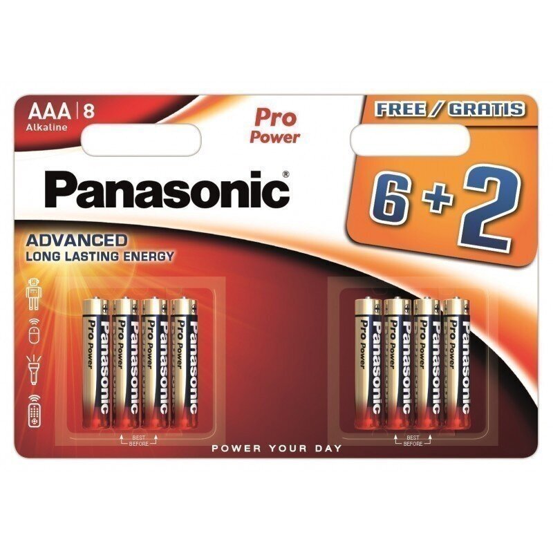 Patareid Panasonic LR03PPG/8B (6+2) цена и информация | Patareid | kaup24.ee