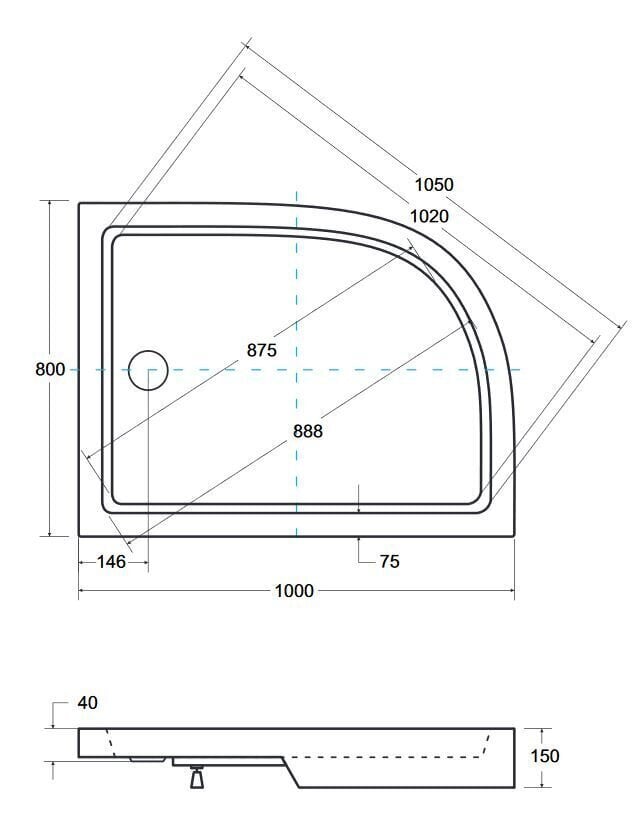 Poolringikujuline dušikabiin Besco Modern alusega, 100x185,120x185 cm hind ja info | Dušikabiinid | kaup24.ee