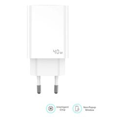 Jellico EU19 GaN 40W PD Универсальная Умная Зарядка Супер Быстрая 2x USB-C PD 20W Белая цена и информация | Зарядные устройства для телефонов | kaup24.ee