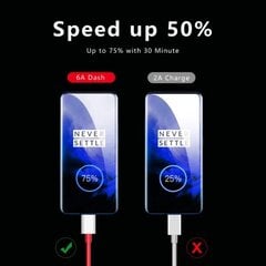 Bärbar Original Oneplus 8tpro Warp SYDSarge Type-C Dash Cable 2M hind ja info | Mobiiltelefonide lisatarvikud | kaup24.ee