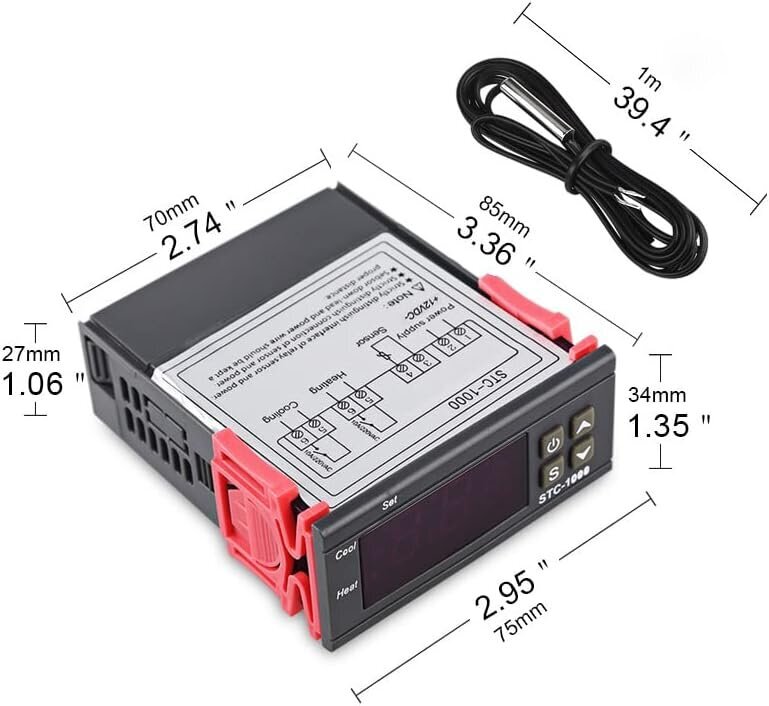 Komplektis 2 12 V temperatuuriregulaatorit, universaalne digitaalne termostaat STC-1000 koos NTC temperatuurianduriga, kraadise temperatuuri kontroller цена и информация | Köögitarbed | kaup24.ee