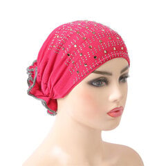 (02 Rose Red) Moslem naised Lilled Vähk Chemo Müts Kapott Juuste väljalangemine Müts Islamic Turban Cap Pea ümbris Kaan Beanies Skullies Araabia Rhinestone цена и информация | Женские шапки | kaup24.ee