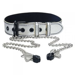 Boss Of Toys Metallic Silver Collar With Nipple Clamp цена и информация | БДСМ и фетиш | kaup24.ee