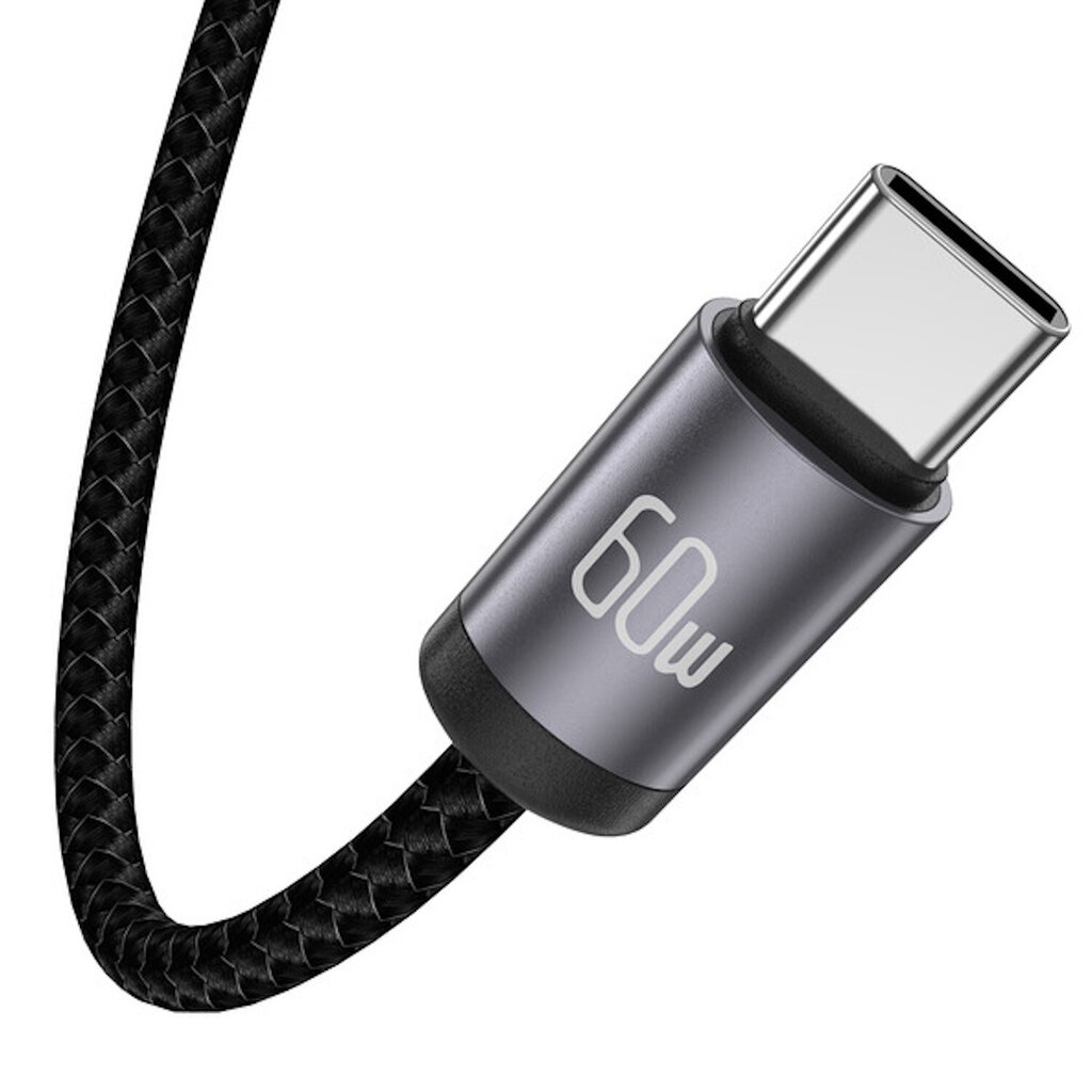 Jellico B27 Kootud Puuvill Üksnes USB-C to USB-C Andme- ja Kiire PD 60W Laadimiskaabel 1m Must цена и информация | Mobiiltelefonide kaablid | kaup24.ee