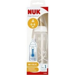 Pudel koos temperatuuriindikaatoriga Nuk First Choise, valge, 0-6 kuud, 300 ml hind ja info | Lutipudelid ja aksessuaarid | kaup24.ee