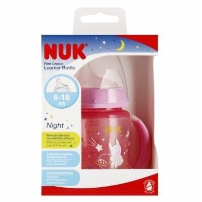 Pudel Nuk First Choise Night, roosa, 6-18 kuud, 150 ml hind ja info | Lutipudelid ja aksessuaarid | kaup24.ee