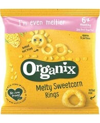 Organix Eco Snack Corn Rings 6 месяцев, 20 г, 8 пакетов цена и информация | Закуски, напитки для детей | kaup24.ee