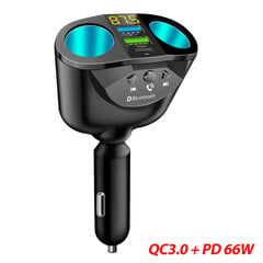 66W autolaadija kiirlaadija QC3.0+PD mobiiltelefoni laadija pesa auto sigaretisüütaja 12V/24V Bluetooth universaalne auto jaoks hind ja info | USB adapterid tehase helisüsteemile | kaup24.ee