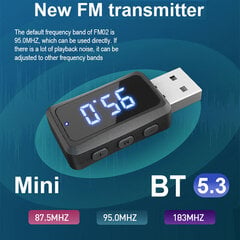 1/2 tk auto Bluetooth 5.1 FM-saatja vastuvõtja vabakäekõne mini-USb toiteauto Automaatne juhtmeta heli auto FM-raadio jaoks цена и информация | USB адапторы для аудиосистем | kaup24.ee