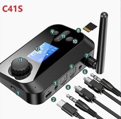 6 ühes pikamaa Bluetooth 5.1 helisaatja vastuvõtja RCA 3,5 mm AUX USB Dongle Stereo juhtmevaba adapter PC TV kõrvaklappide jaoks hind ja info | USB adapterid tehase helisüsteemile | kaup24.ee