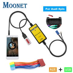 Moonet Car Audio USB AUX sisendadapter (8 kontaktiga) 20 kontaktiga juhtmestikuga Audi A2, A3, A4/S4, A6/S6, A8/S8, TT, All Road jaoks цена и информация | USB адапторы для аудиосистем | kaup24.ee