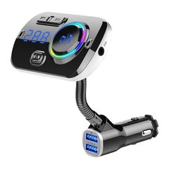 Autolaadija FM-saatja Bluetooth-ühilduv 5.0 USB-autokomplekt, juhtmevaba käed-vabad helistamine MP3-muusikamängija Värviline LED-valgus цена и информация | USB адапторы для аудиосистем | kaup24.ee