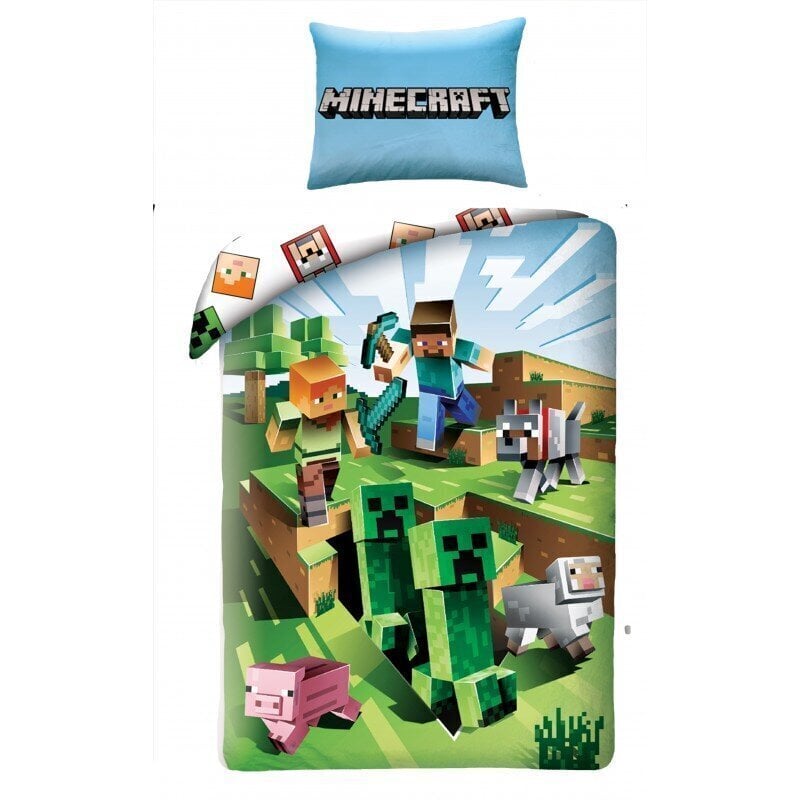 Laste voodipesukomplekt Minecraft, 140x200, 2-osaline hind ja info | Beebide ja laste voodipesu | kaup24.ee