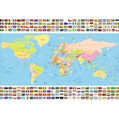 Fototapeet Lippudega maailmakaart hind ja info | Fototapeedid | kaup24.ee