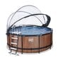 Karkassiga bassein liivafiltri ja katusega Exit Premium Wood ø360x122 cm, pruun цена и информация | Basseinid | kaup24.ee
