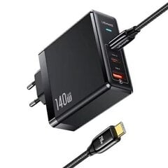 USAMS Ład. siec. 2xUSB-C+1xUSB T52 PD140W PD Fast Charging US-CC168 + kabel U82 USB-C|USB-C US-SJ581 240W czarny|black UM Series UMXLOGTC01 цена и информация | Зарядные устройства для телефонов | kaup24.ee