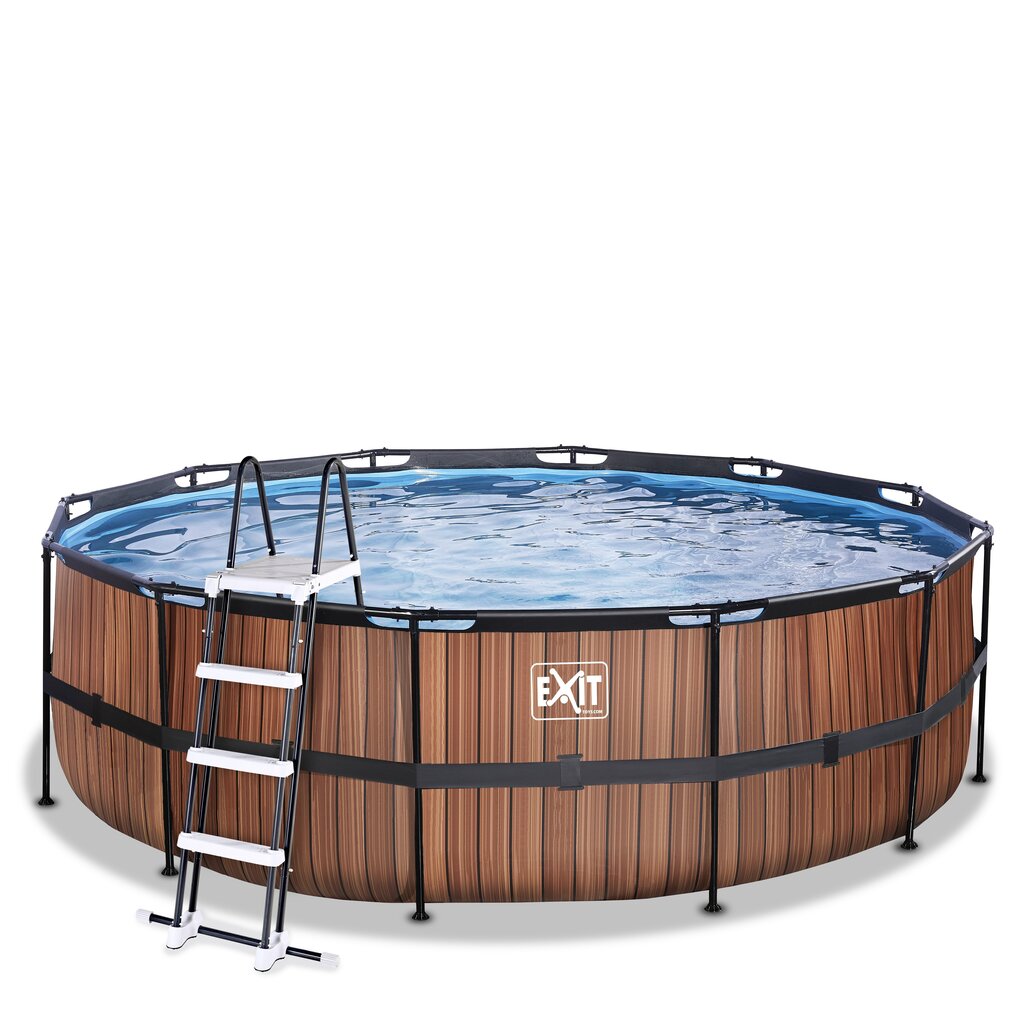 Karkassiga bassein liivafiltriga Exit Premium Wood ø450x122cm, pruun hind ja info | Basseinid | kaup24.ee