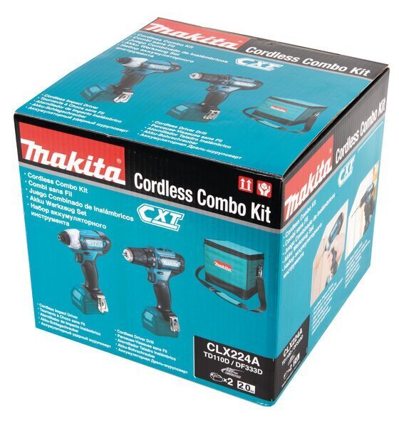 Akuga tööriistakomplekt Makita CXT, 2X2.0AH, TD110, DF333 цена и информация | Akutrellid, kruvikeerajad | kaup24.ee