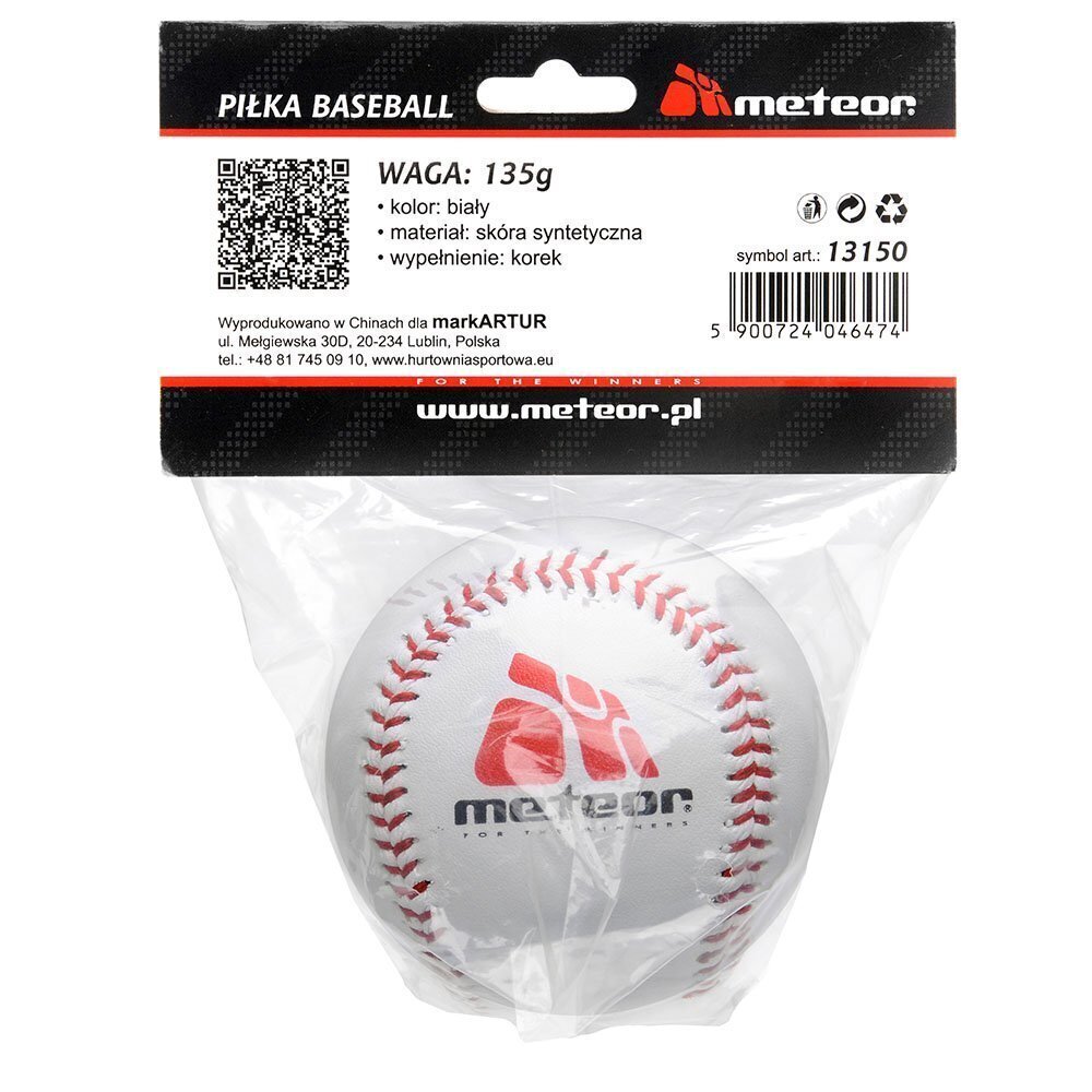 Pesapalli pall METEOR 135 g, valge hind ja info | Pesapall | kaup24.ee