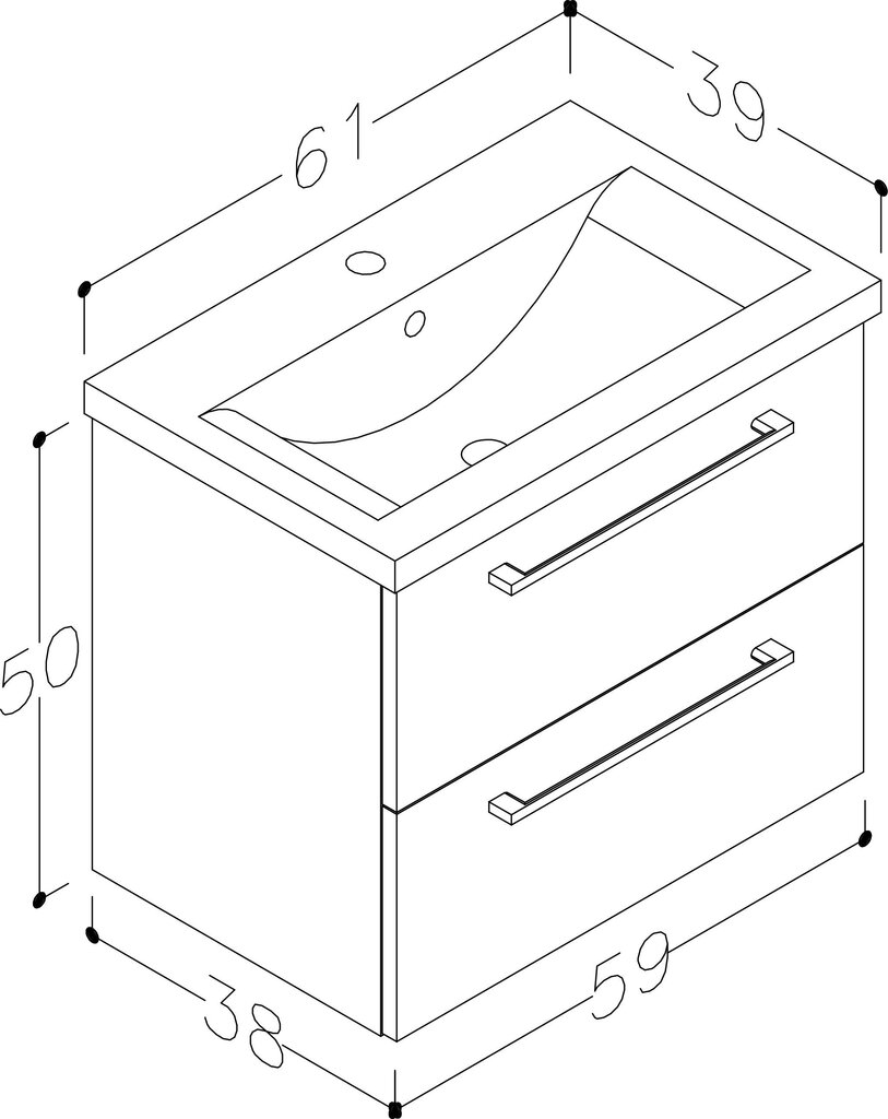 Valamukapp valamuga Scandic 61 cm hind ja info | Vannitoakapid | kaup24.ee