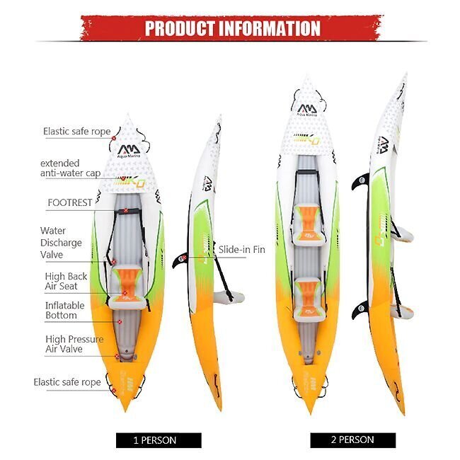 Täispuhutav süst AQUA MARINA KAYAK BETTA HM K0, 412 cm hind ja info | Paadid ja süstad | kaup24.ee