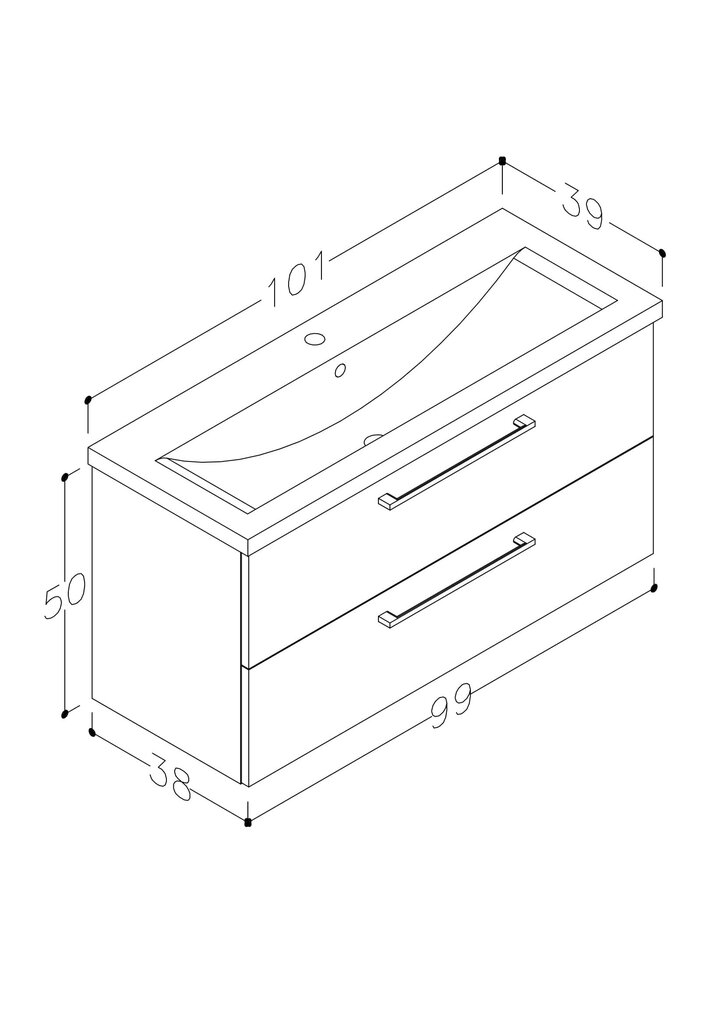 Valamukapp valamuga Scandic 101 cm цена и информация | Vannitoakapid | kaup24.ee