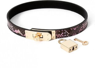 Kiotos Leather Collar/Bracelet One-size Narrow Gold/Pink Reptile цена и информация | БДСМ и фетиш | kaup24.ee