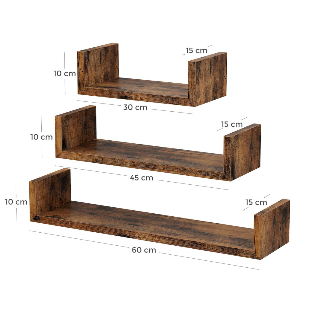 3-riiuliline komplekt Leobert LWS066T01, pruun hind ja info | Riiulid | kaup24.ee