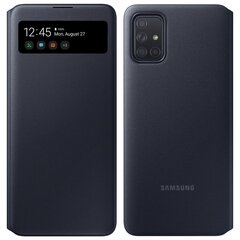 Чехол книжка-бумажник Samsung S View с интеллектуальным дисплеем для Samsung Galaxy A71 черный (EF-EA715PBEGEU) цена и информация | Чехлы для телефонов | kaup24.ee