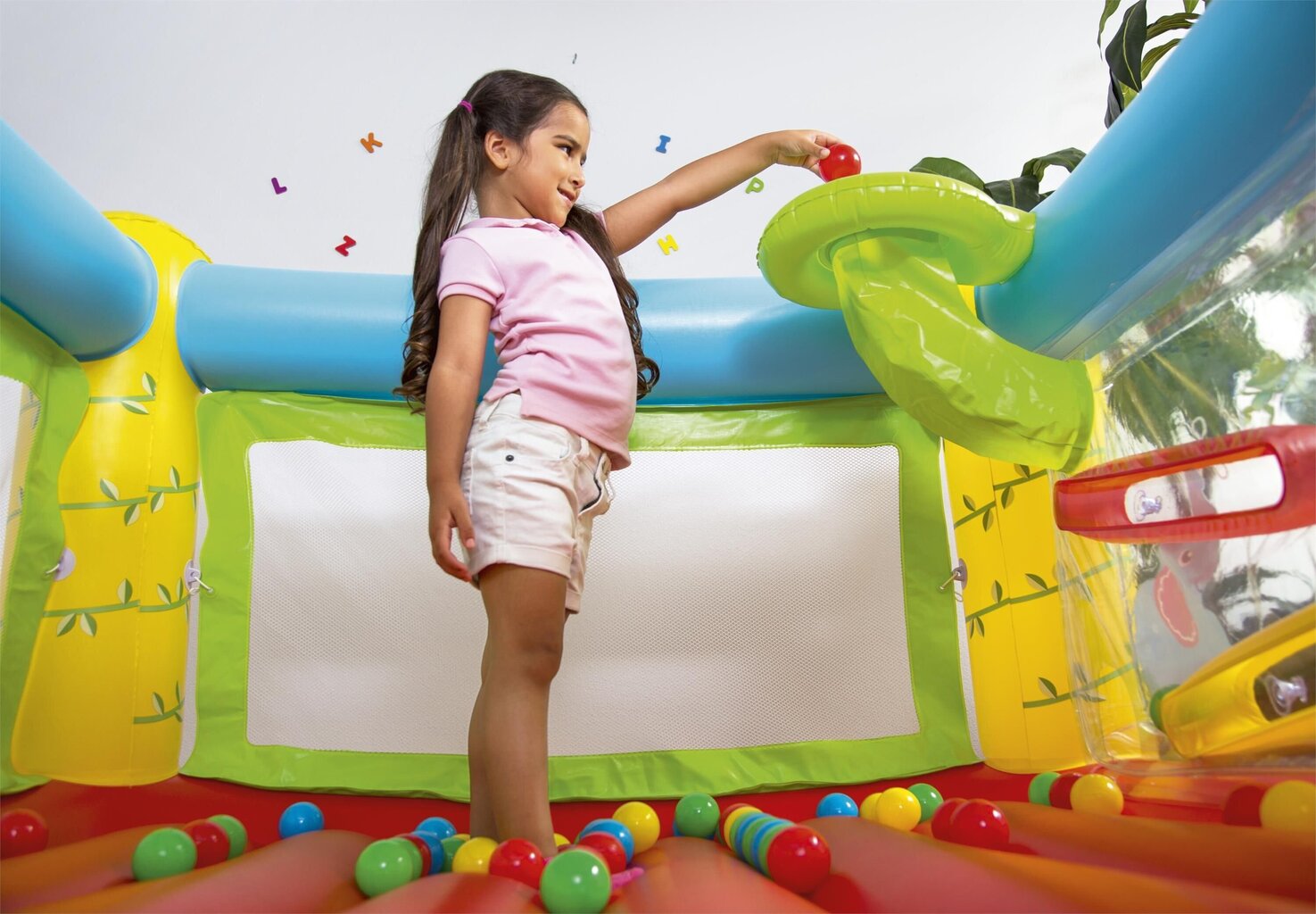 Täispuhutav mänguloss pallidega Bestway Fisher-Price Jumptacular Bouncer hind ja info | Täispuhutavad veemänguasjad ja ujumistarbed | kaup24.ee