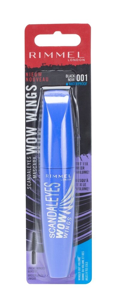 Volüümi andev ripsmetušš Rimmel London Scandal WOW Wings 12 ml, 001 Black hind ja info | Ripsmetušid, lauvärvid, silmapliiatsid, seerumid | kaup24.ee