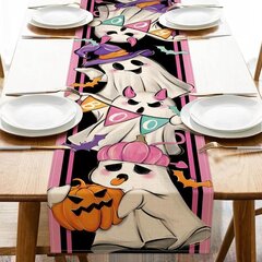 Halloween Pink Ghost Boo Linased lauajooksjad peokaunistused Spooky Jack O Lantern Pumpkins Table Runner Köögi söögilaua sisustus hind ja info | Originaalsed seltskonnamängud | kaup24.ee