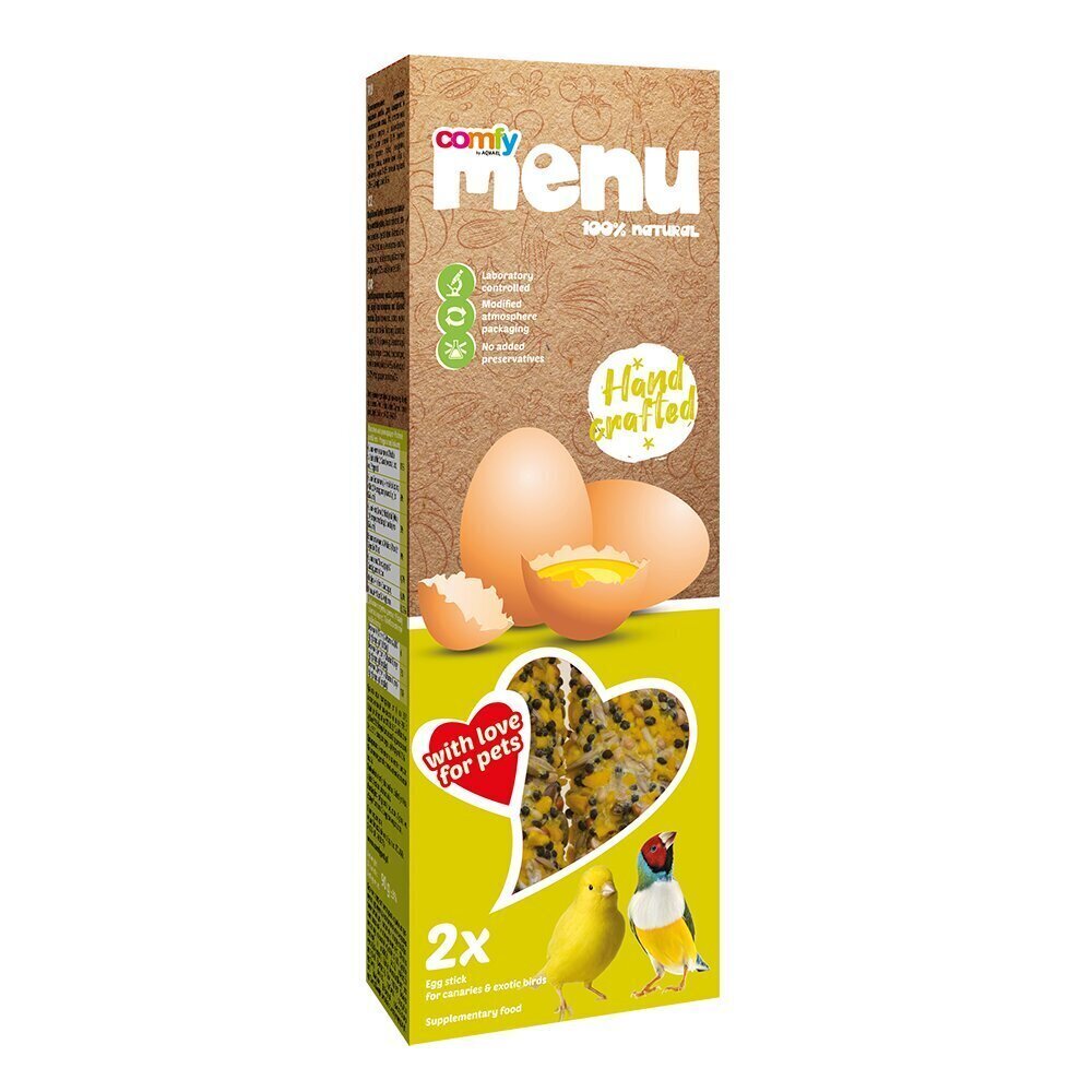 Maiusepulgad eksootilistele lindudele munaga Comfy Menu, 90 g цена и информация | Linnutoidud | kaup24.ee