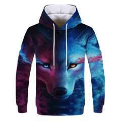 (WD137-XS）Maagiline värv Galaxy Wolf Hoodie Hoodie Hoodies Men hind ja info | Meeste pusad | kaup24.ee