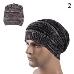 -2 Triibuline Baggy Skullies Beanies Mütsid meestele Talvemüts Naiste välistingimustes Kapotiga müts Naistele Pehme soe kootud müts poistele TTM-CZX9 hind ja info | Naiste mütsid ja peapaelad | kaup24.ee