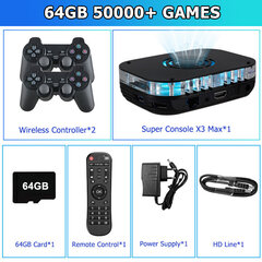 Super Console X3 Max Retro Gaming Player Dual System Emulator 97000+ Mängud SS/PSP/PS1/DC WiFi HD Android TV Media Box jaoks цена и информация | Игровые приставки | kaup24.ee