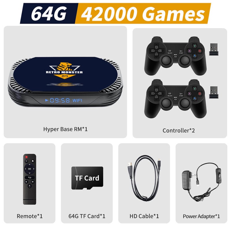 4K Retro videomängukonsool S905X4 Retro Monster Game Box Sisseehitatud 48000 mängud PSP/PS1/Sega Saturn/SNES Android 11.0 TV Box jaoks цена и информация | Mängukonsoolid | kaup24.ee