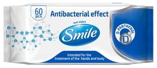 Antibakteriaalse toimega, niisked salvrätikud D-pantenooliga Smile Antibacterial effect, 60 tk. цена и информация | Аптечки | kaup24.ee