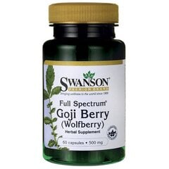 Пищевая добавка Swanson Goji Berry 500 мг., 60 капсул. цена и информация | Витамины, пищевые добавки, препараты для иммунитета | kaup24.ee