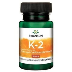 Toidulisand Swanson Vitaminas K2 (Menachinonas-7) 50 mg, 30 kapslit hind ja info | Vitamiinid, toidulisandid, preparaadid tervise heaoluks | kaup24.ee