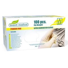 Перчатки латексные нестерильные (без талька) Avanti Medical 100 шт. цена и информация | Аптечки | kaup24.ee